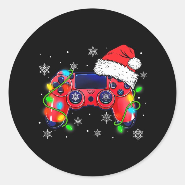 Adesivo controladora de jogos natal santa hat gamer bo (Frente)