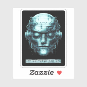 Adesivo Controle da mente Cyberpunk Robot Blue Grunge