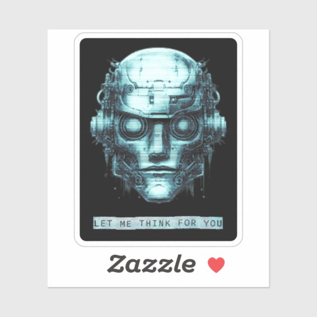 Adesivo Controle da mente Cyberpunk Robot Blue Grunge (Folha)