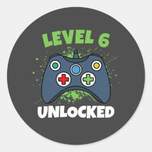 Adesivo Controle de Jogo Verde Nível 6 Desbloqueado Aniver