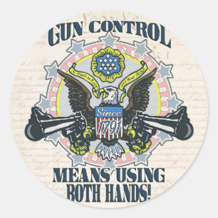 Adesivo Controlo de armas: Usando ambas as mãos queToting