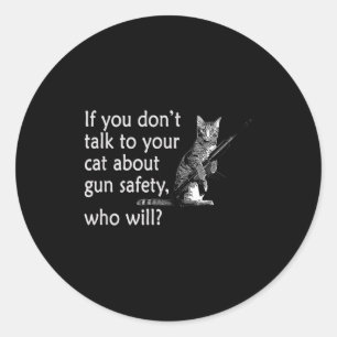 Adesivo Converse com Seu Gato Sobre Segurança de Armas Eng
