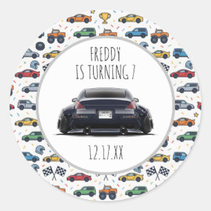 Adesivo Convite de Aniversário de Carro 350Z   Rebaixado e