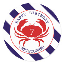 Convite de aniversário náutico do caranguejo