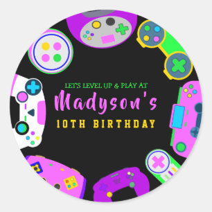 Adesivo Convite de aniversário VIDEO GAMER GAMER Girl