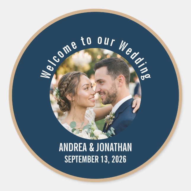 Adesivo Convite de Casamento Art Déco Editável com Foto (Frente)