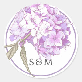 Adesivo Convite de Casamento com Monograma Floral Roxo