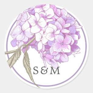 Adesivo Convite de Casamento com Monograma Floral Roxo