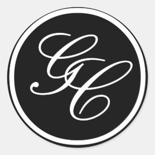 Adesivo Convite de casamento de Iniciais do Monograma Pret