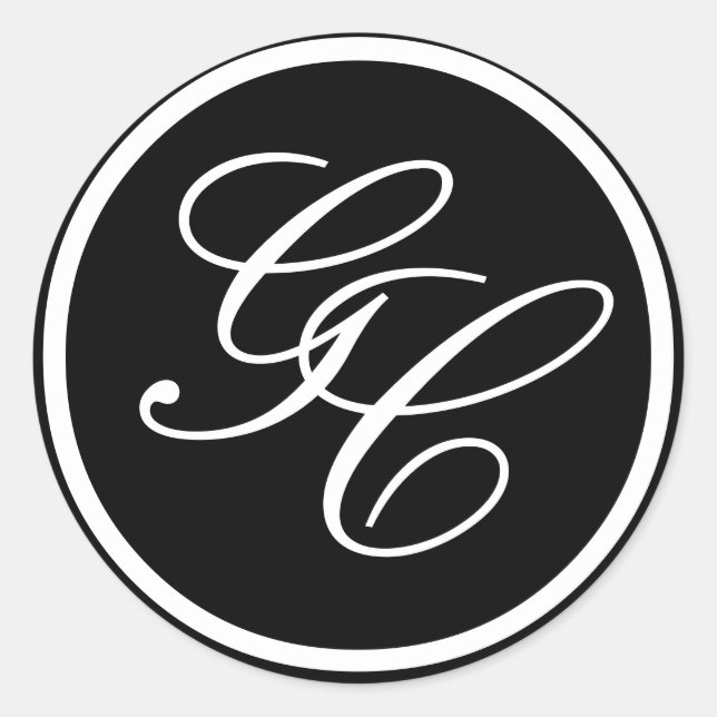 Adesivo Convite de casamento de Iniciais do Monograma Pret (Frente)