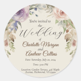 Adesivo Convite de casamento floral pintado