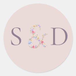 Adesivo Convite de Casamento Moldura Flor Jardim Aquarela