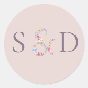 Adesivo Convite de Casamento Moldura Flor Jardim Aquarela