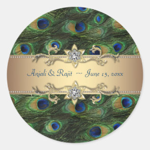 Adesivo Convite de Casamento Royal Indian Peacock Verde Es