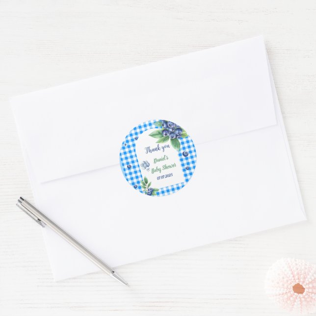 Adesivo Convite de Chá de Bebê Blueberry (Envelope)