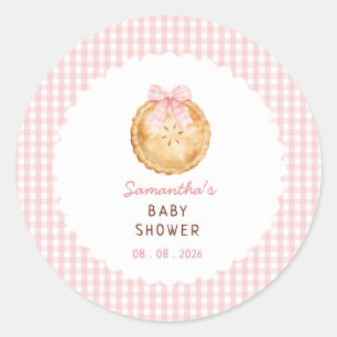 Adesivo Convite de Chá de Bebê Xadrez Rosa Cutie Pie