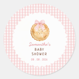 Adesivo Convite de Chá de Bebê Xadrez Rosa Cutie Pie
