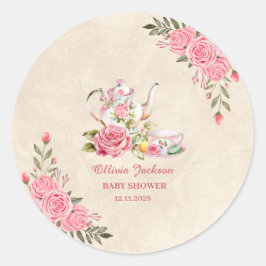 Adesivo Convite de Chá de Noiva com Tema de Festa de Chá E