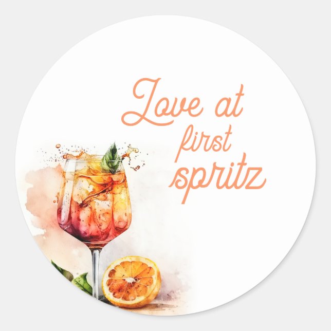 Adesivo Convite de Chá de Noiva Love at First Spritz (Frente)