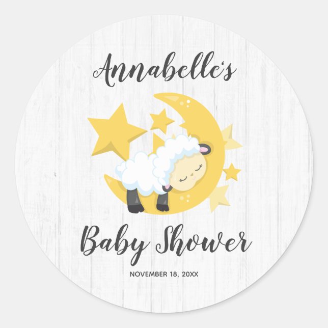 Adesivo Convite de Churrasco do Bebê Lua Estrelas Celestia (Frente)