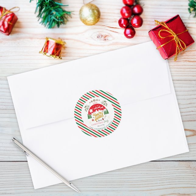 Adesivo Convite de Festa com Tema de Natal Verde e Balas d (Criador carregado)