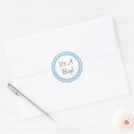 Adesivo Convite de festa de baby shower É um menino azul