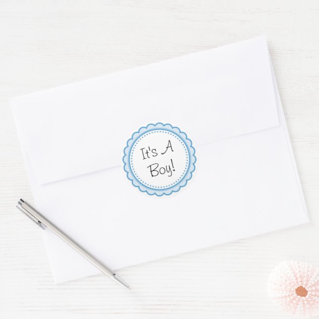 Adesivo Convite de festa de baby shower menino azul (Envelope)
