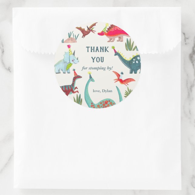 Adesivo Convite de festas aniversário de criança do Dinoss (Bolsa)