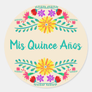 Adesivo Convite de festas Floral Mis Quince Anos