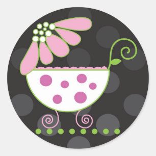 Adesivo Convite do bebê da carruagem da margarida ou