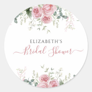 Adesivo Convite Elegante de Eucalipto & Rosas Rosadas