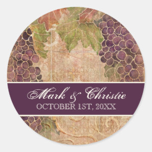 Adesivo Convite envelhecido do casamento do vinhedo da uva