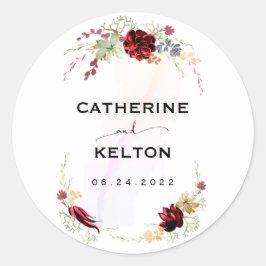 Adesivo Convite Floral Rustic Red Elegant