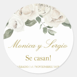 Adesivo Convite para Casamento Elegante em Espanhol