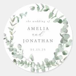 Adesivo Convite para Casamento Eucalyptus Watercolor