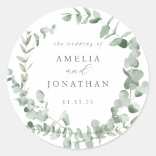 Adesivo Convite para Casamento Eucalyptus Watercolor
