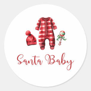 Adesivo Convite para Chá de Bebê de Natal Santa Baby