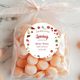 Adesivo Convite para chá de fraldas de joaninha do jardim