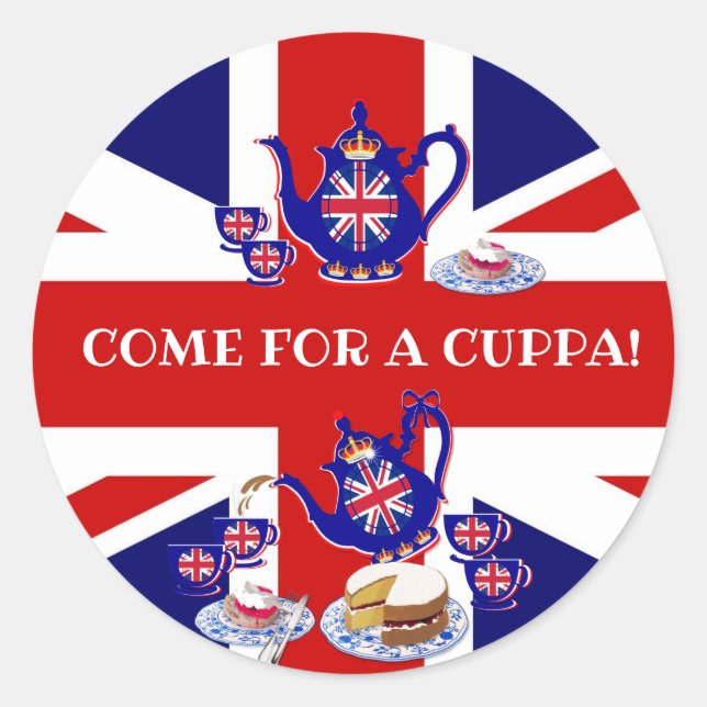 Adesivo Convite para Teatime Britânico (Frente)