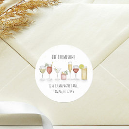 Adesivo Convites de Bebidas de Coquetel de Endereço de Dev