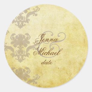 ADESIVO CONVITES DE CASAMENTO TEMA DAMASCO DE VINTAGEM