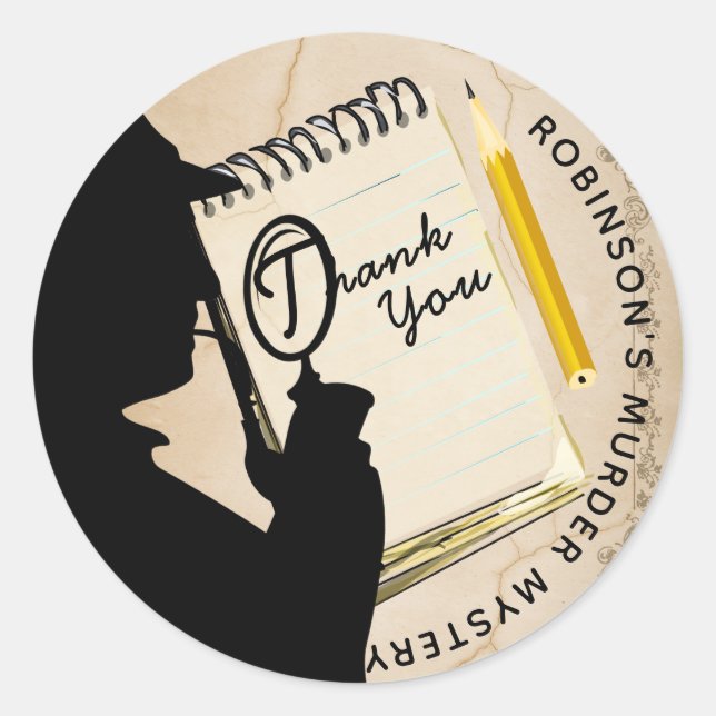 Adesivo Convites de festas Misteriosos de Assassinato de V (Frente)