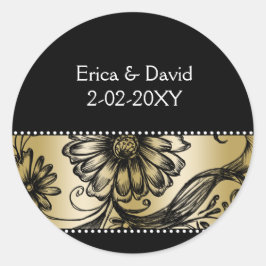 Adesivo Convites para casamento floral Dourado e preto