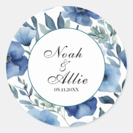 Adesivo Convites para Casamento Floral Serene Blue