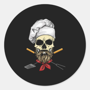 Adesivo Cook Grill Mestre Chef Skull Face Halloween Presen