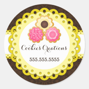 Adesivo Cookery Bakery Damask Yellow Scallop Seals