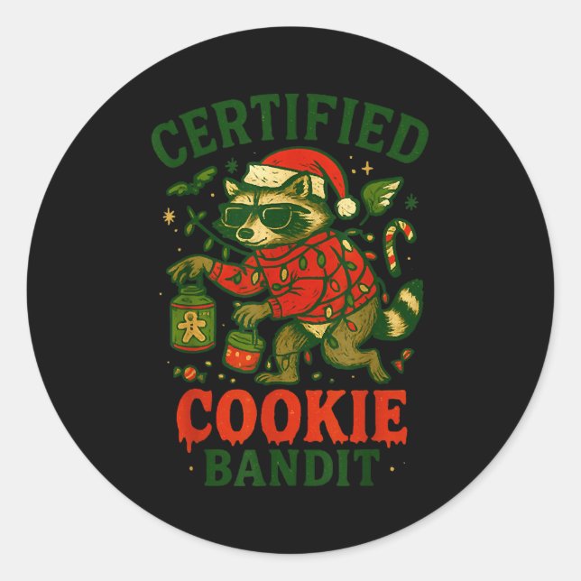 Adesivo Cookie Bandit Certificado, Luzes de Natal Engraçad (Frente)