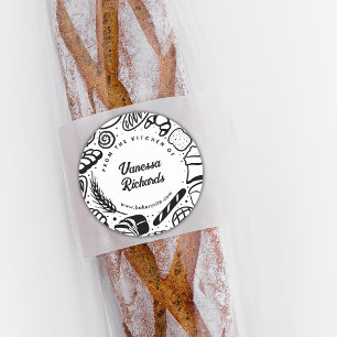 Adesivo Cookie da padaria das doodles pretas modernas