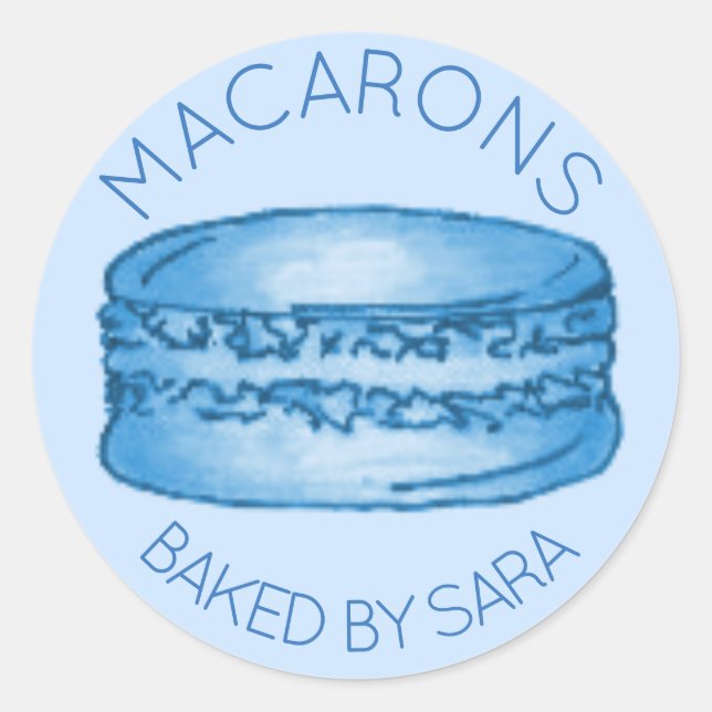 Adesivo Cookie De Macaron Francês Azul Feito Em Homemade (Frente)