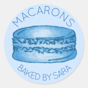 Adesivo Cookie De Macaron Francês Azul Feito Em Homemade